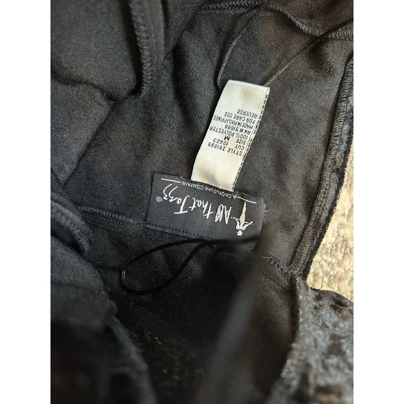 VTG Black velvet mini dress beaded appliqué sweatheart neckline Grunge goth M - Picture 3 of 6